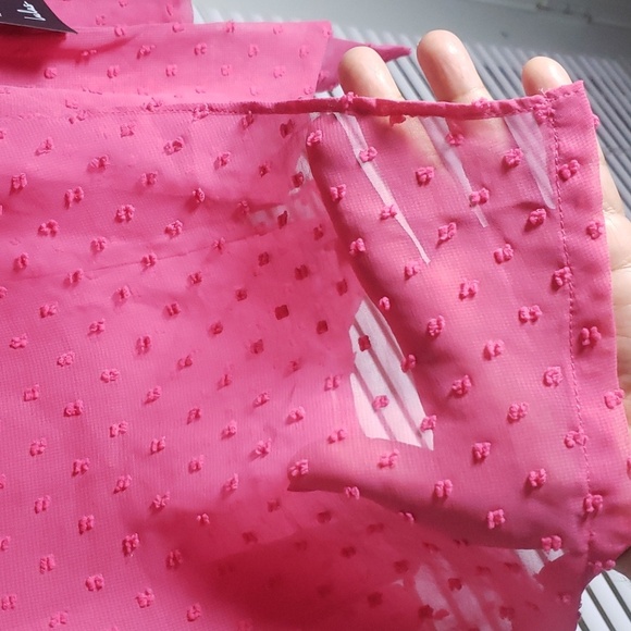 NWT M Lulus Hot Pink Swiss Dot Wrap Mini Romper - Picture 6 of 9